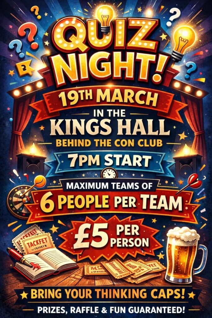 Home band quiz night poster 260319